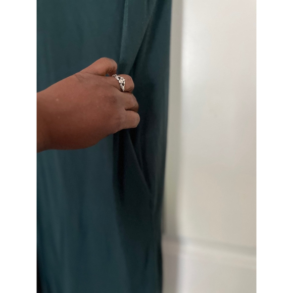 EUC Women's Zenana Outfitters Maxi Dress XL Green V-Neck Short Sleeve w/pockets - Picture 7 of 7